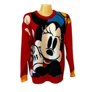 Vintage Mickey & Co Pullover Sweater Minnie Mouse Face Nostalgic Hong Kong Small